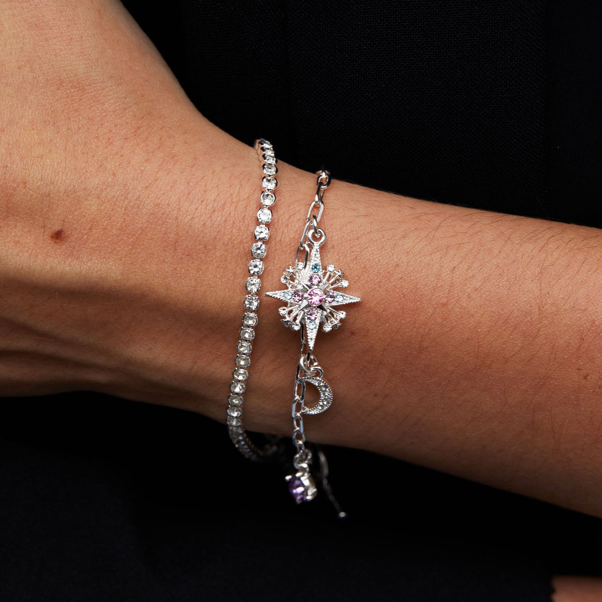Lipsy Silver Pastel Celestial 2 Pack Bracelets - Gift Boxed