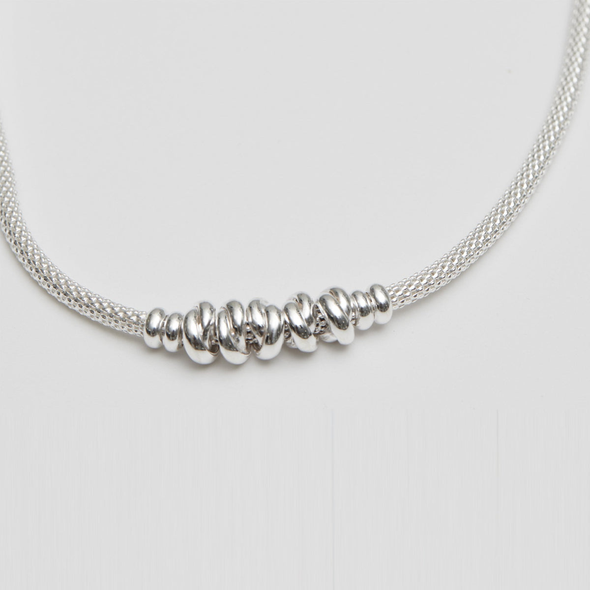 Simply Silver Recycled Sterling Silver 925 Love Knot Mesh Necklace