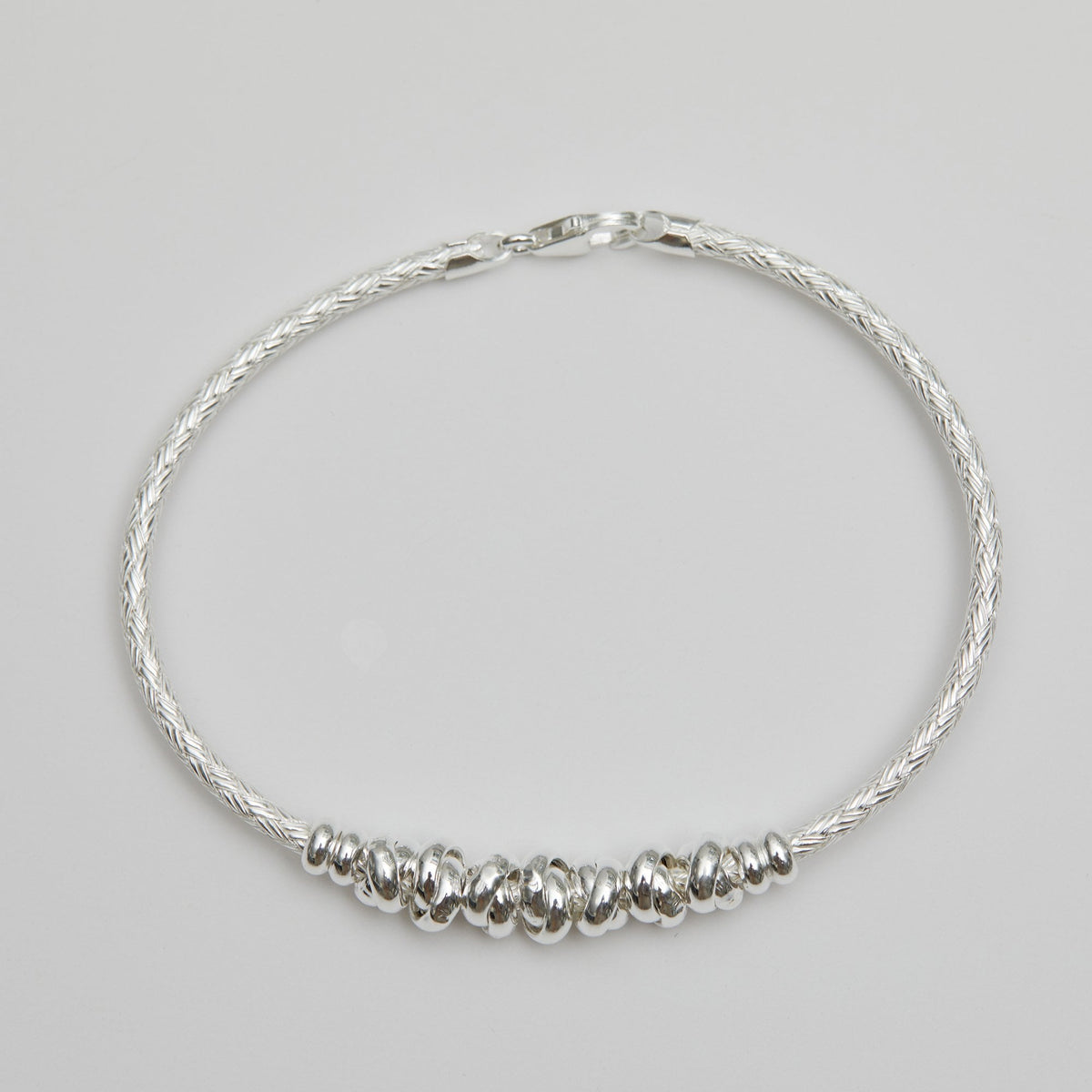 Simply Silver Recycled Sterling Silver 925 Love Knot Textured Bangle Bracelet