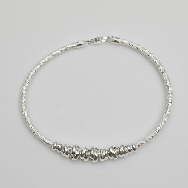 Simply Silver Recycled Sterling Silver 925 Love Knot Textured Bangle Bracelet