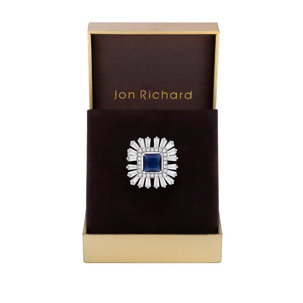 Jon Richard Rhodium Plated Cubic Zirconia Montana Brooch - Gift Boxed