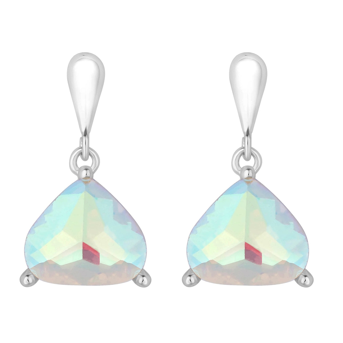 Jon Richard Rhodium Plated Aurora Borealis Open Stone And Polished Earrings