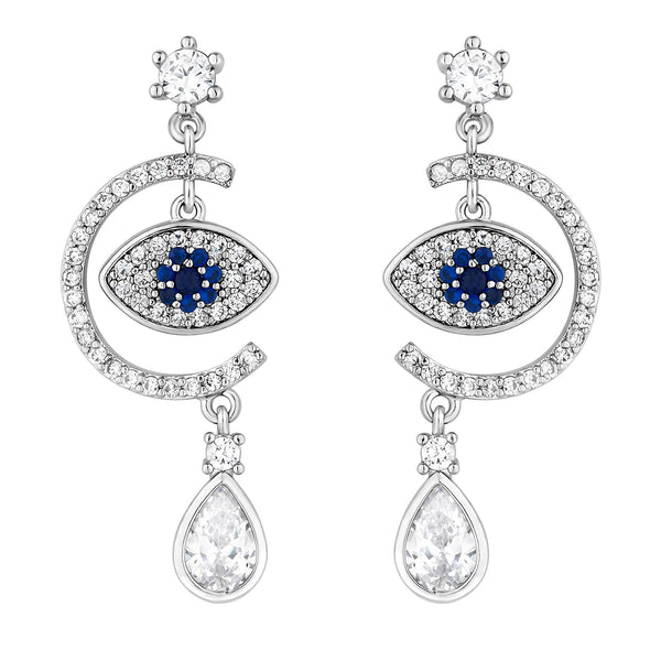 Jon Richard Rhodium Plated Evil Eye Drop Earrings