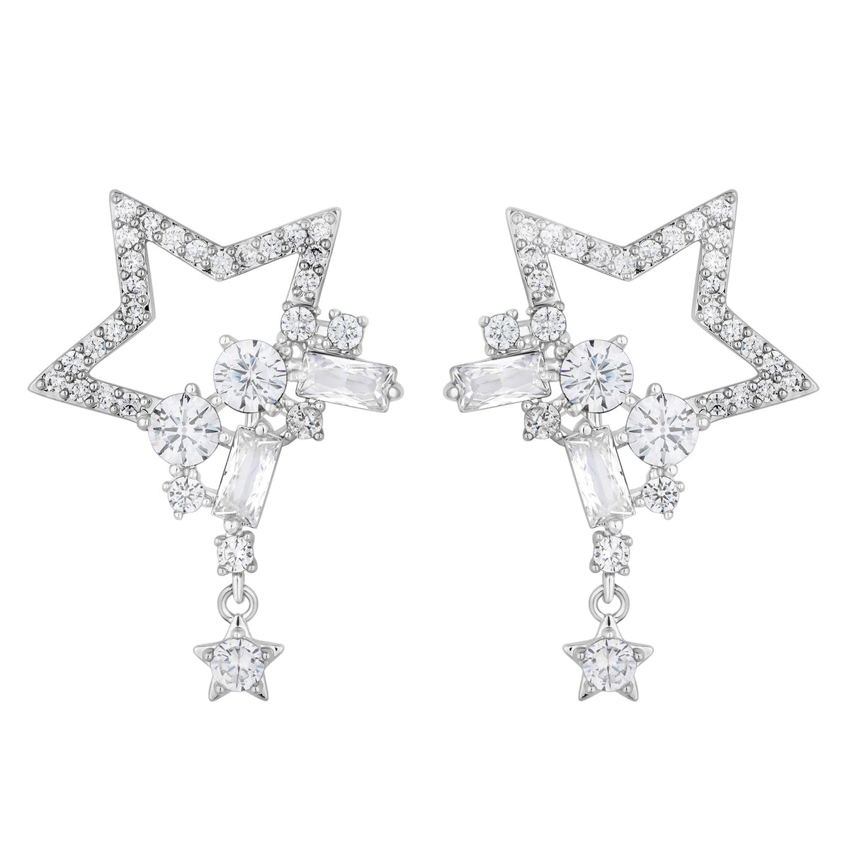 Jon Richard Rhodium Plated Scattered Stone Celestial Earrings