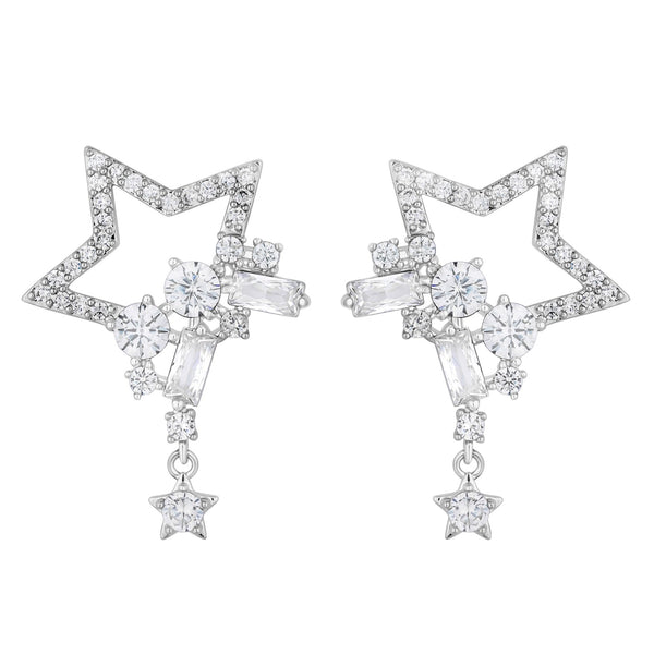 Jon Richard Rhodium Plated Scattered Stone Celestial Earrings