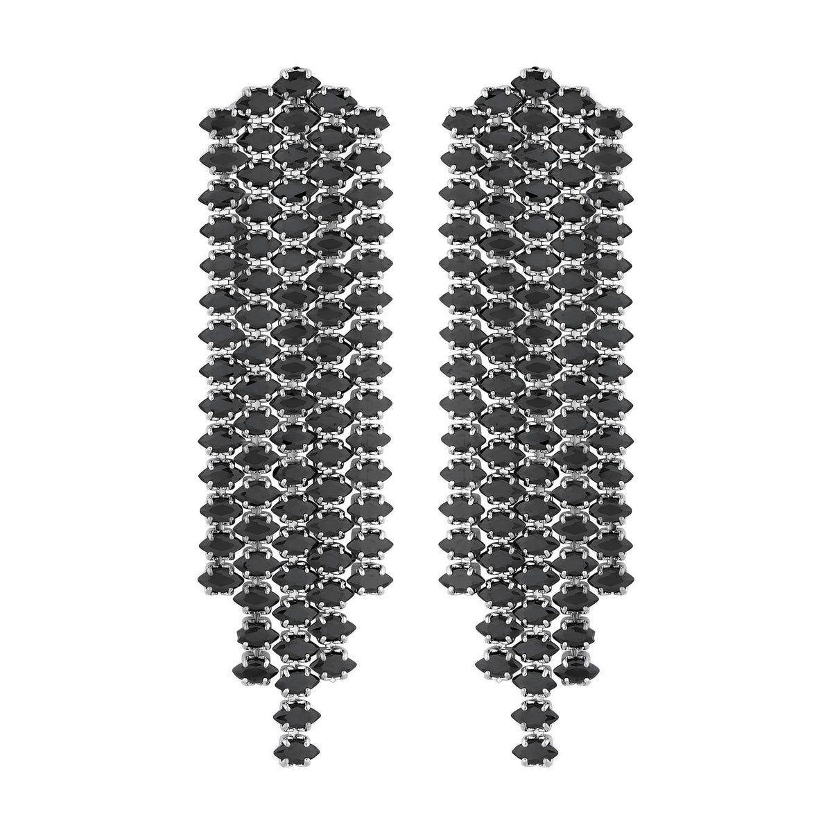Jon Richard Rhodium Plated Cubic Zirconia Jet Chandelier Earrings