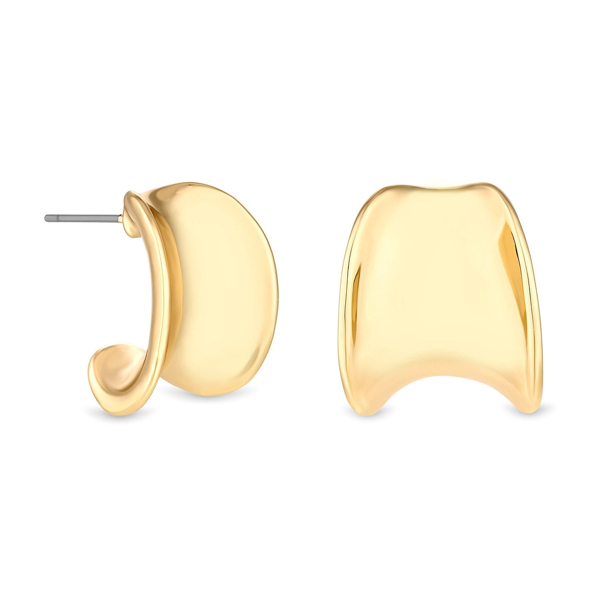 Jon Richard Recycled Gold Plated Polished Curved Hoop Earrings