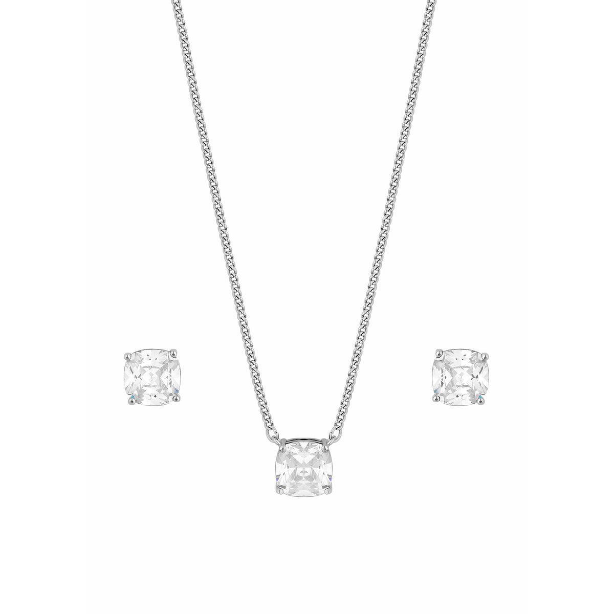 Jon Richard Rhodium Plated Cubic Zirconia Open Stone Set - Gift Boxed