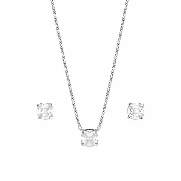 Jon Richard Rhodium Plated Cubic Zirconia Open Stone Set - Gift Boxed