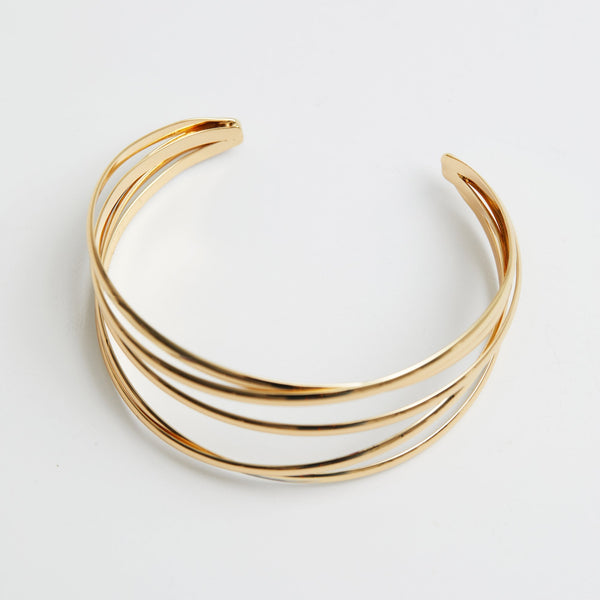 Jon Richard Recycled Gold Plated Polished Weave Cuff Bangle Bracelet