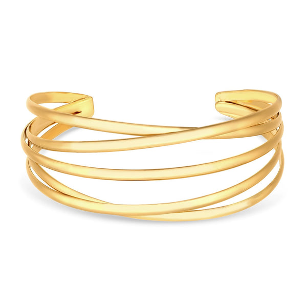 Jon Richard Recycled Gold Plated Polished Weave Cuff Bangle Bracelet