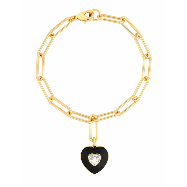 Jon Richard Recycled Gold Plated Jet Enamel Heart Bracelet
