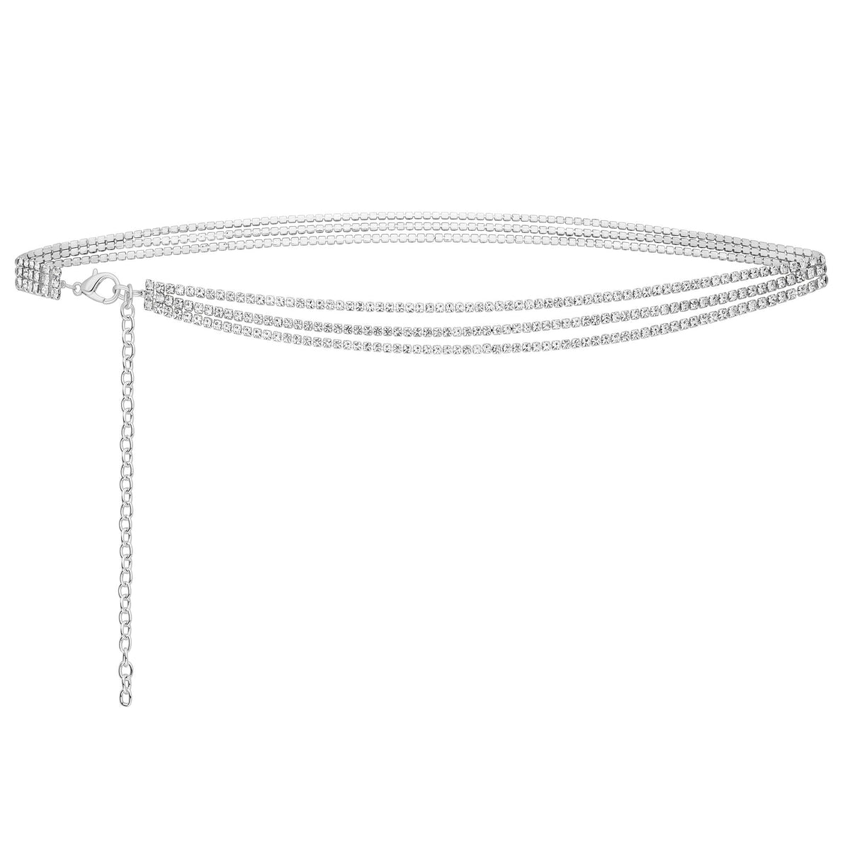 Mood Silver Crystal Layered Chain Belt