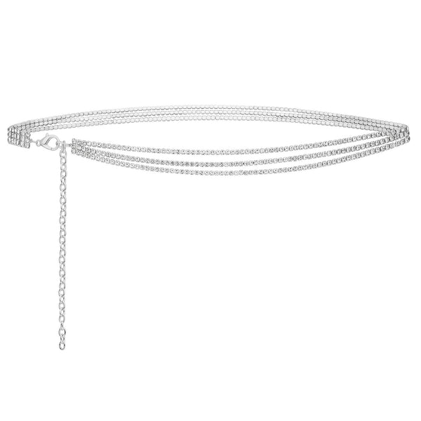 Mood Silver Crystal Layered Chain Belt