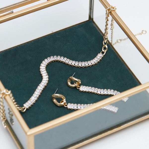 Mood Gold Crystal Baguette Chain Mix Choker Necklace