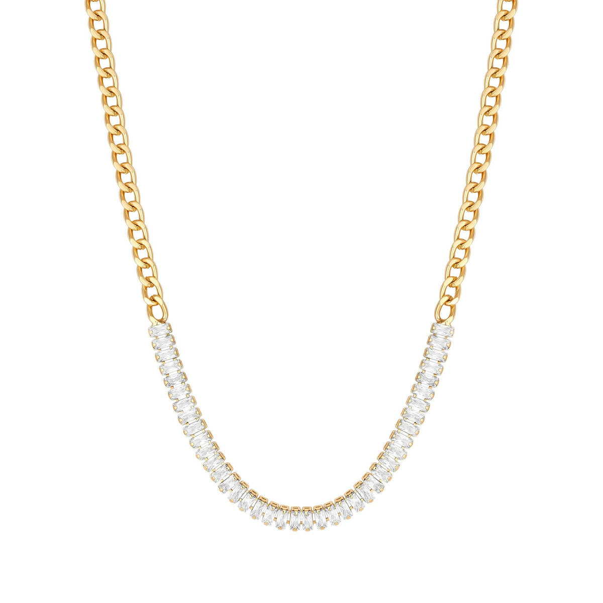 Mood Gold Crystal Baguette Chain Mix Choker Necklace