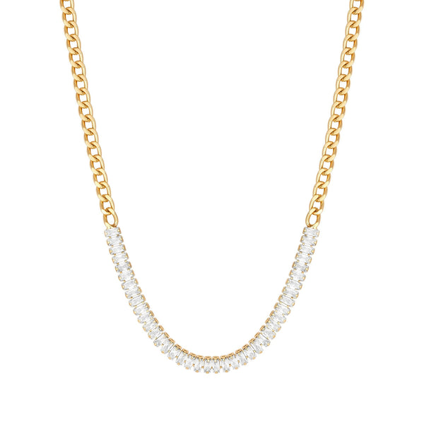 Mood Gold Crystal Baguette Chain Mix Choker Necklace