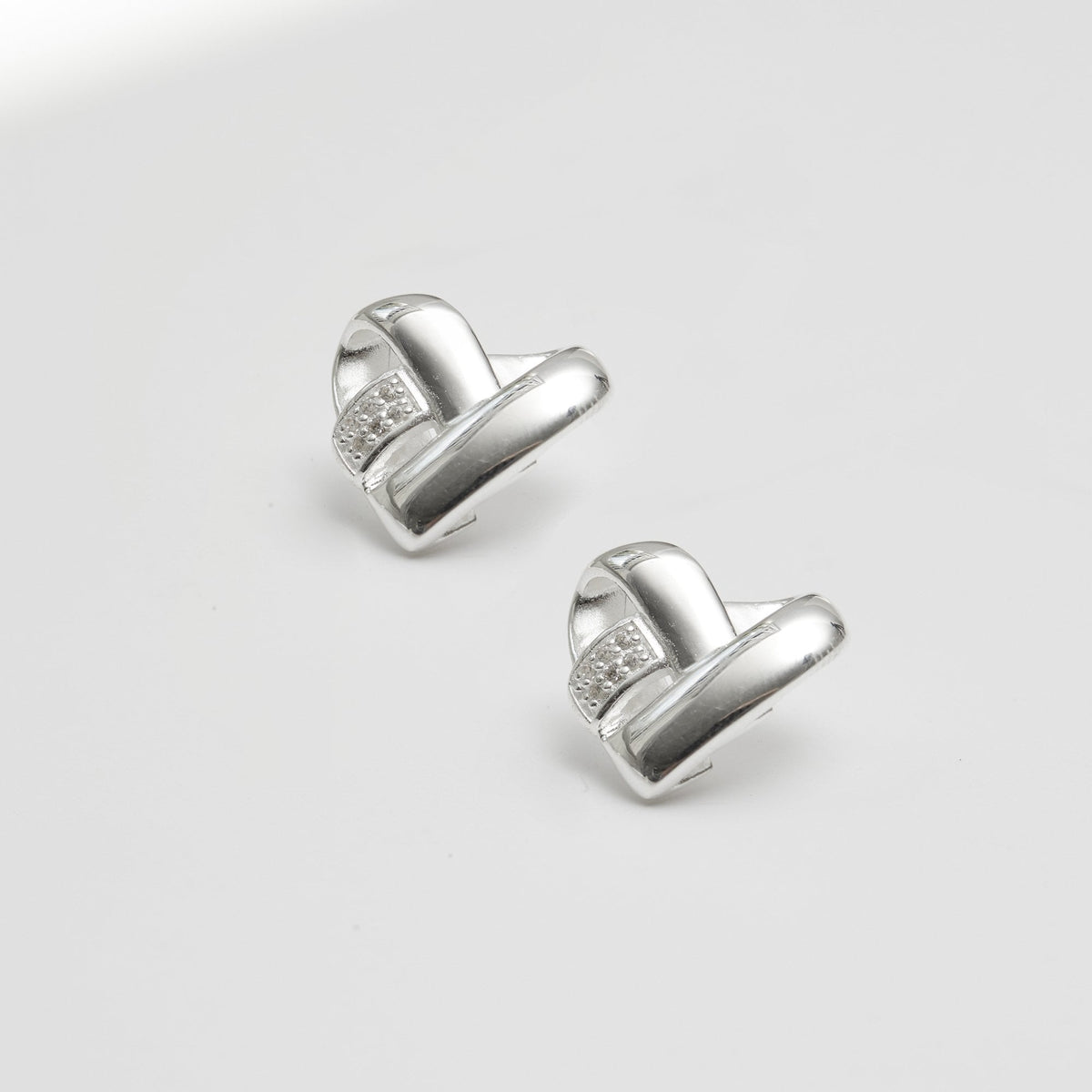 Simply Silver Recycled Sterling Silver 925 Knotted Heart Earrings