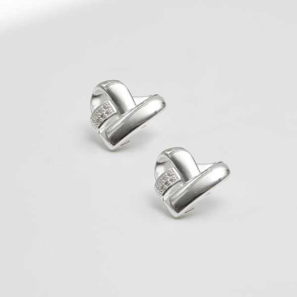 Simply Silver Recycled Sterling Silver 925 Knotted Heart Earrings