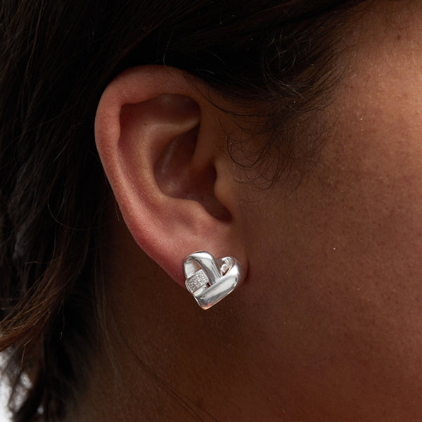 Simply Silver Recycled Sterling Silver 925 Knotted Heart Earrings