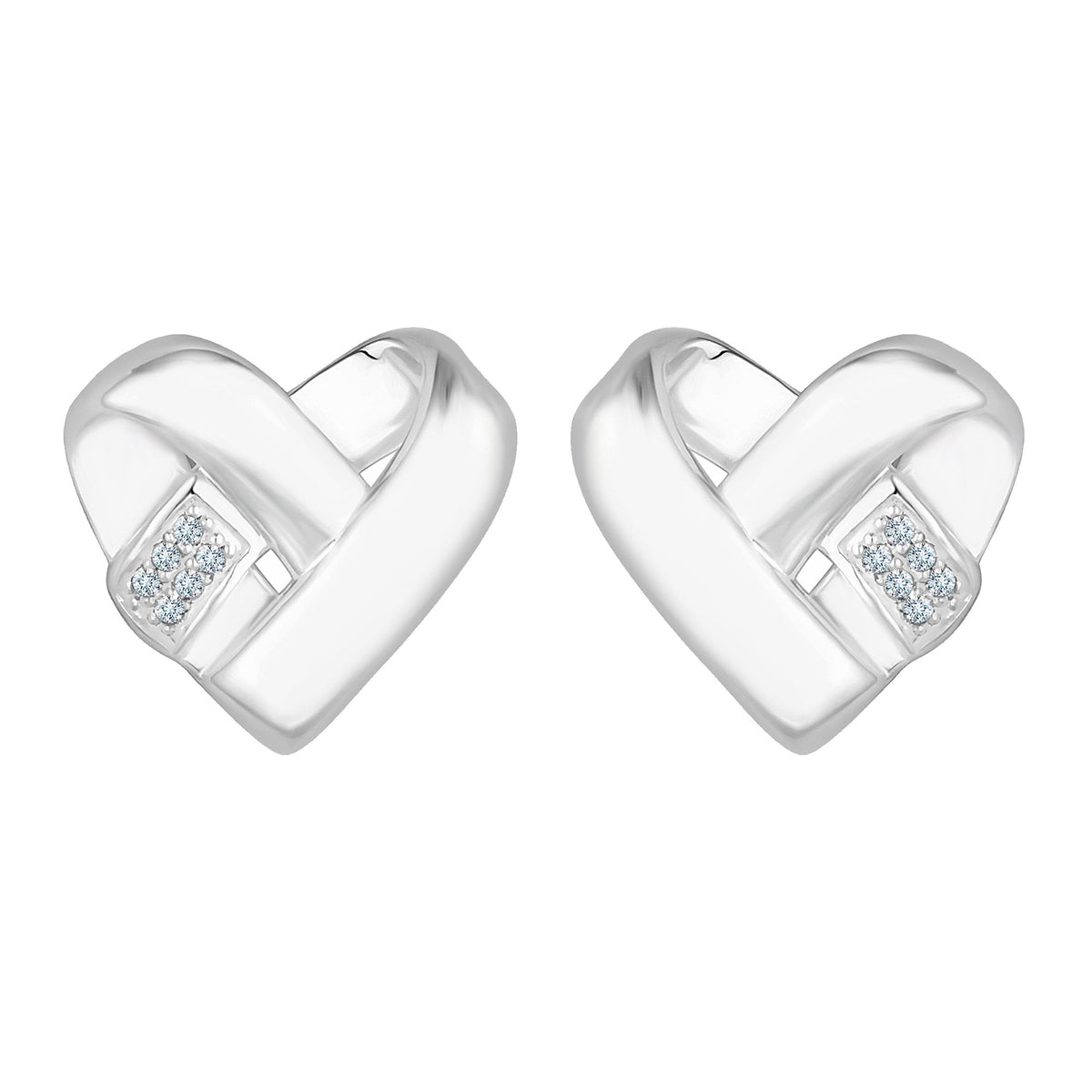 Simply Silver Recycled Sterling Silver 925 Knotted Heart Earrings