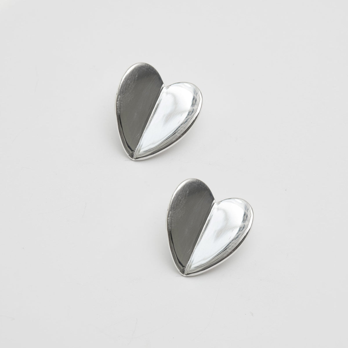 Simply Silver Recycled Sterling Silver 925 Heart Stud Earrings