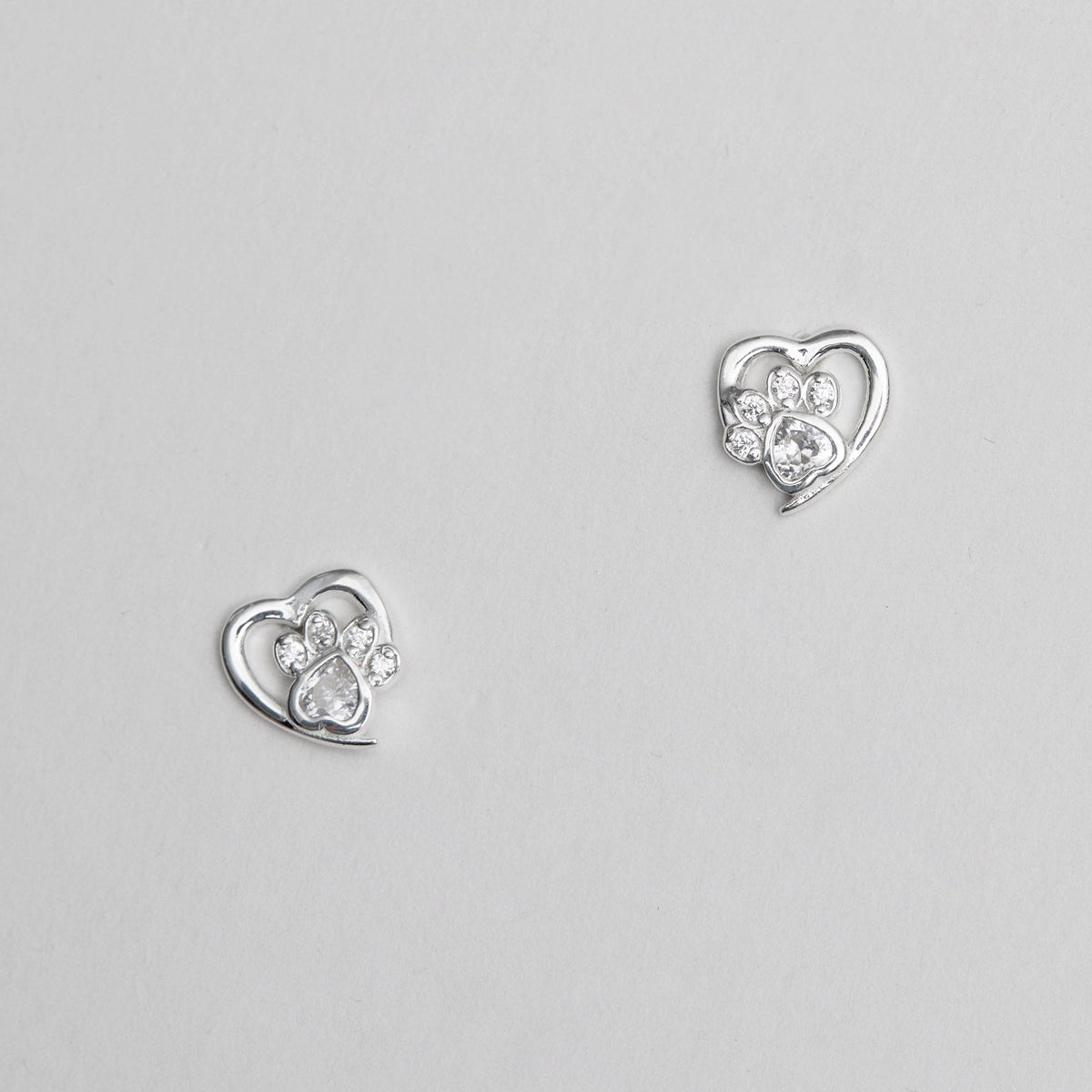 Simply Silver Sterling Silver 925 Paw Print And Heart Earrings
