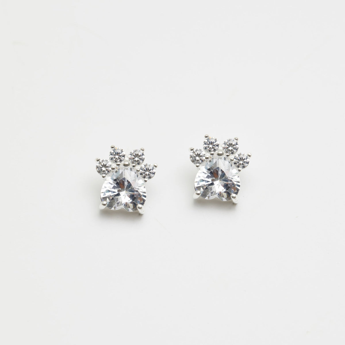 Simply Silver Sterling Silver 925 Paw Print Cubic Zirconia Earrings