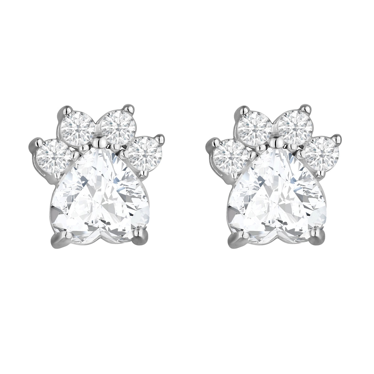 Simply Silver Sterling Silver 925 Paw Print Cubic Zirconia Earrings