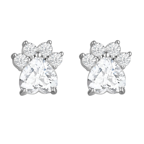 Simply Silver Sterling Silver 925 Paw Print Cubic Zirconia Earrings