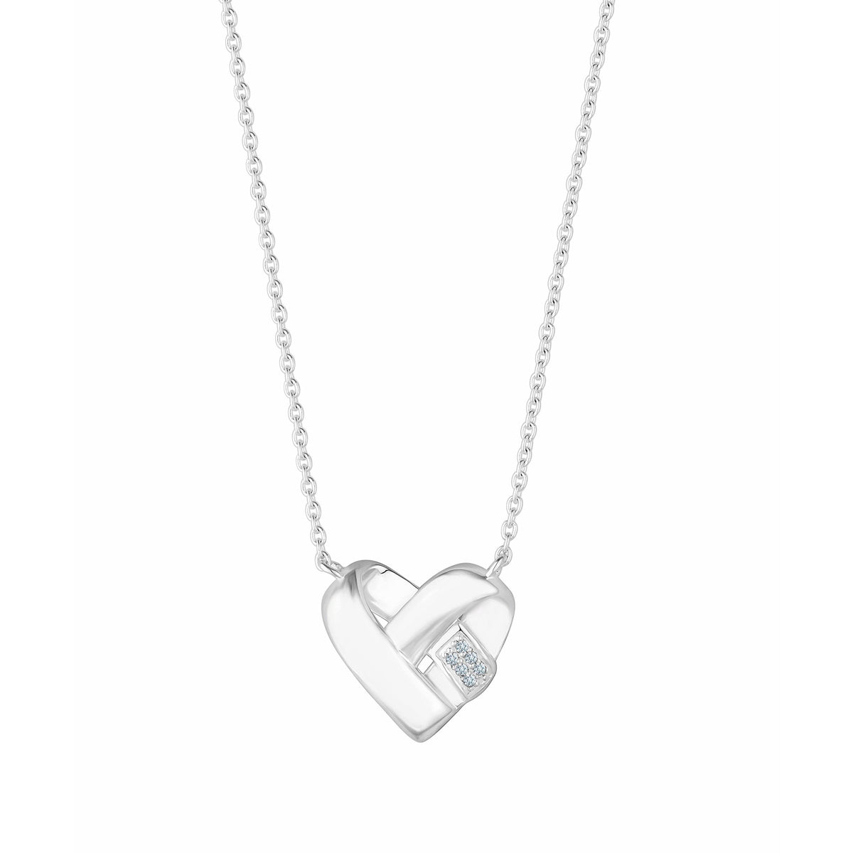 Simply Silver Recycled Sterling Silver 925 Knotted Heart Pendant Necklace