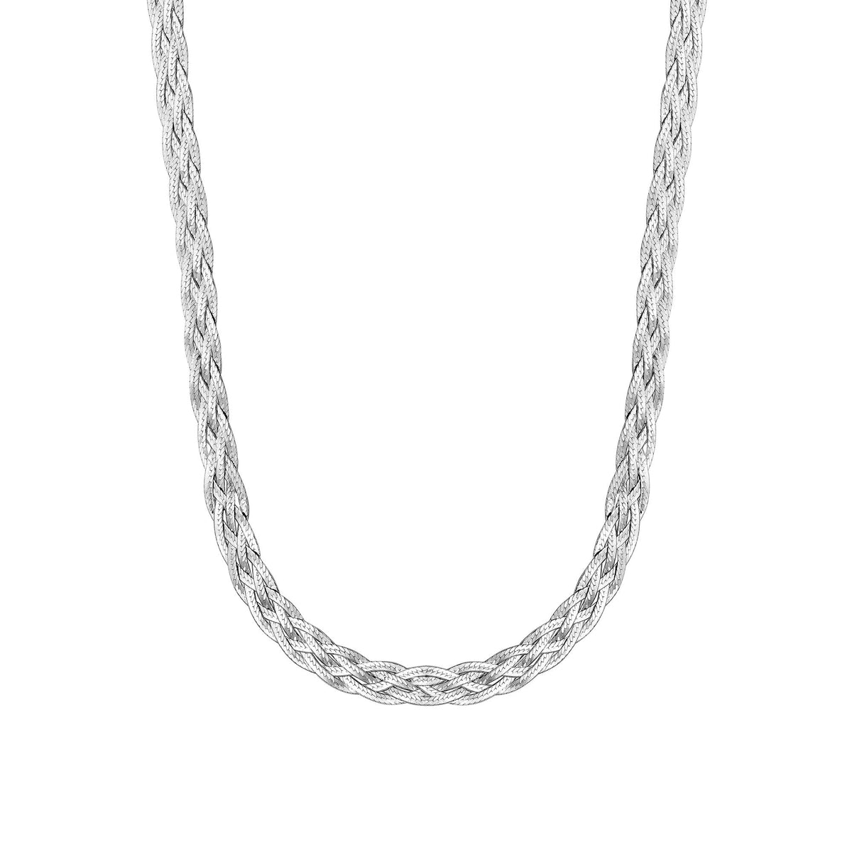 Simply Silver Recycled Sterling Silver 925 Herringbone Braided Necklace