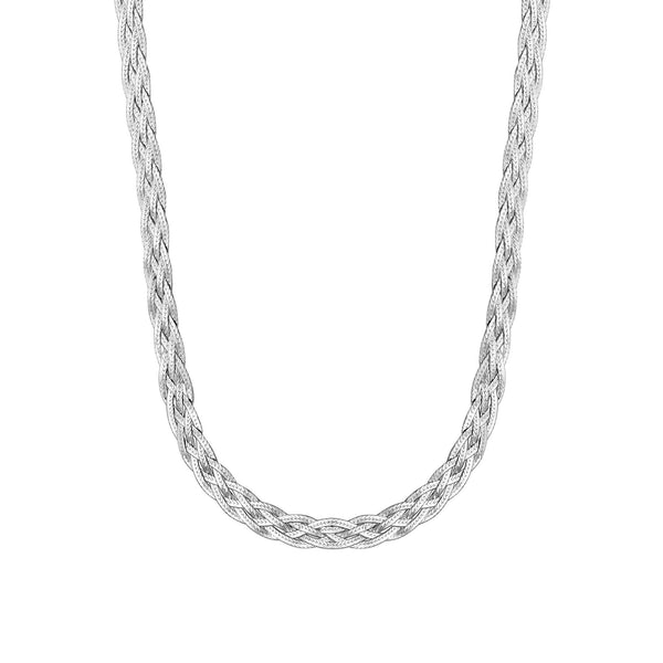Simply Silver Recycled Sterling Silver 925 Herringbone Braided Necklace