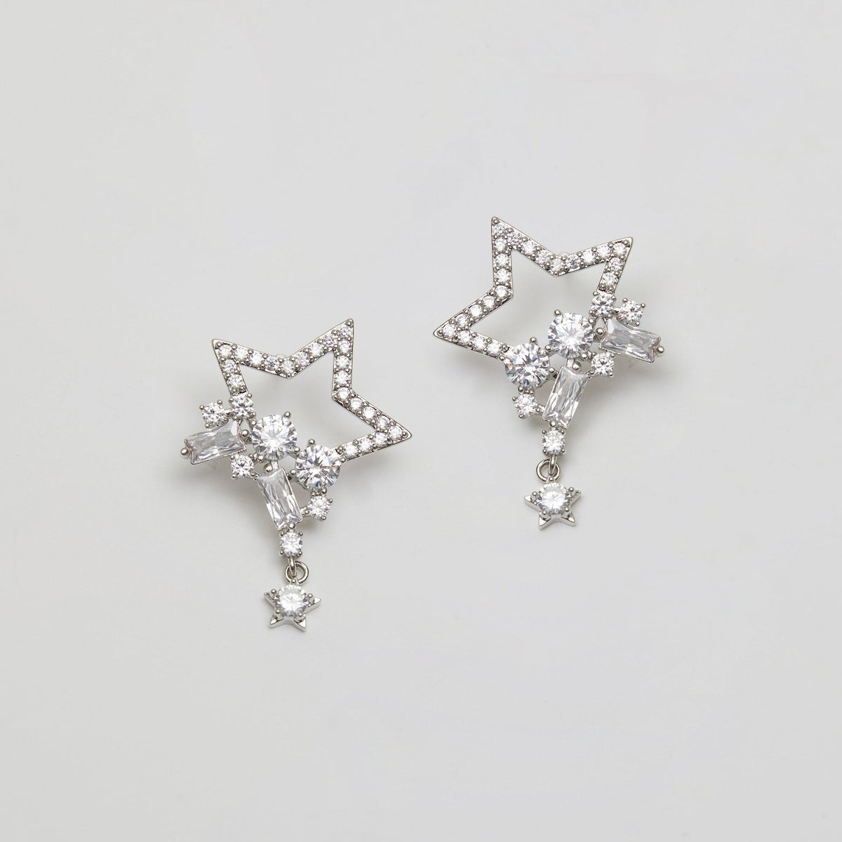 Jon Richard Rhodium Plated Scattered Stone Celestial Earrings