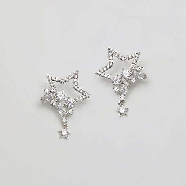 Jon Richard Rhodium Plated Scattered Stone Celestial Earrings