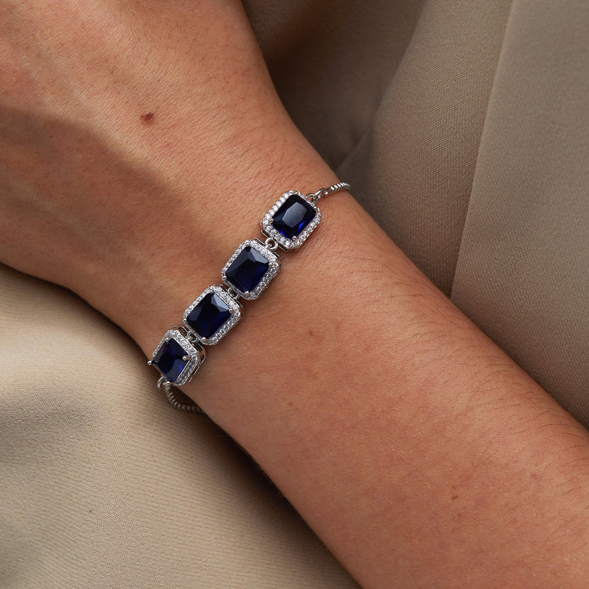 Jon Richard Rhodium Plated Montana Blue Toggle Bracelet