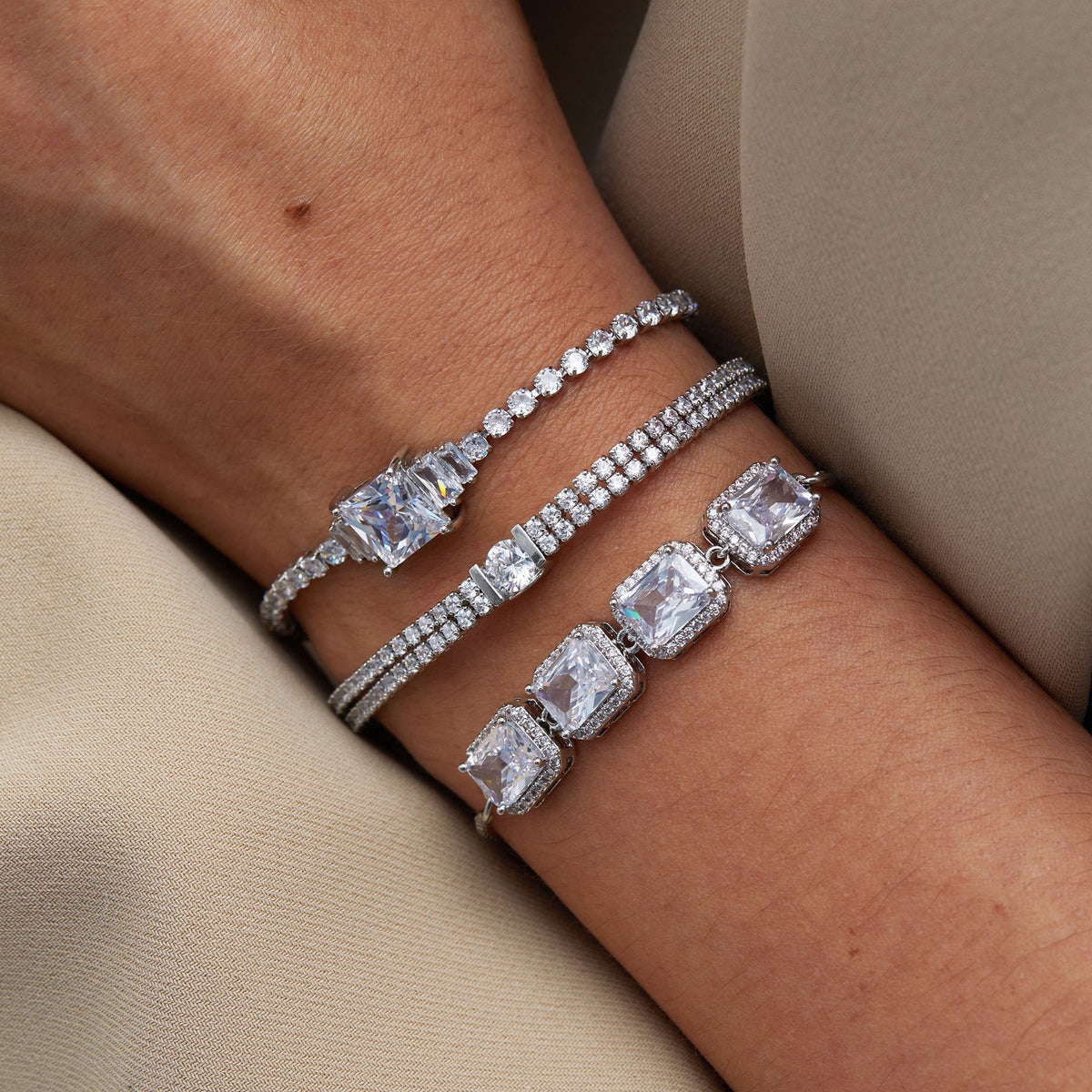 Jon Richard Silver Plated Crystal Toggle Bracelet
