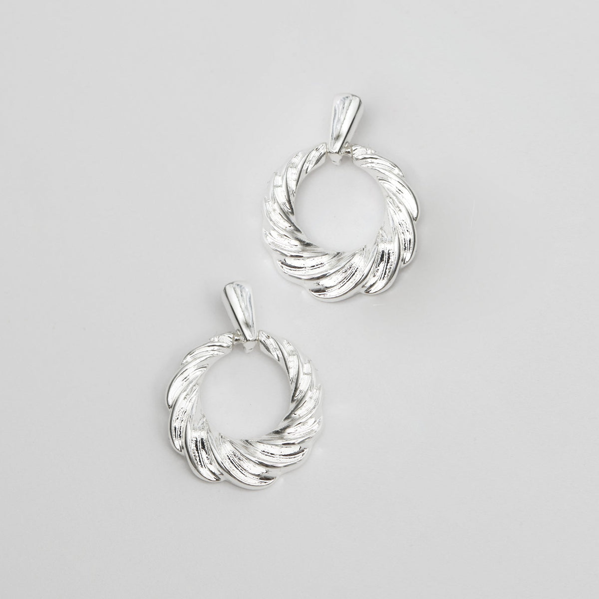 Jon Richard Silver Plated Textured Doorknocker Earrings