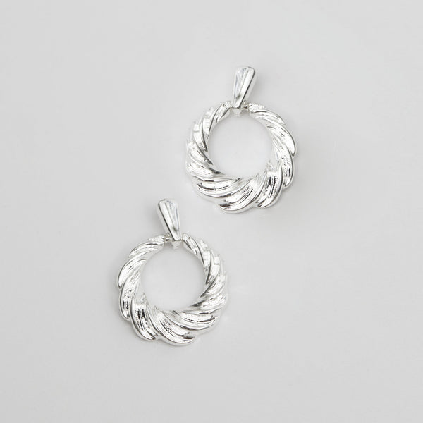 Jon Richard Silver Plated Textured Doorknocker Earrings