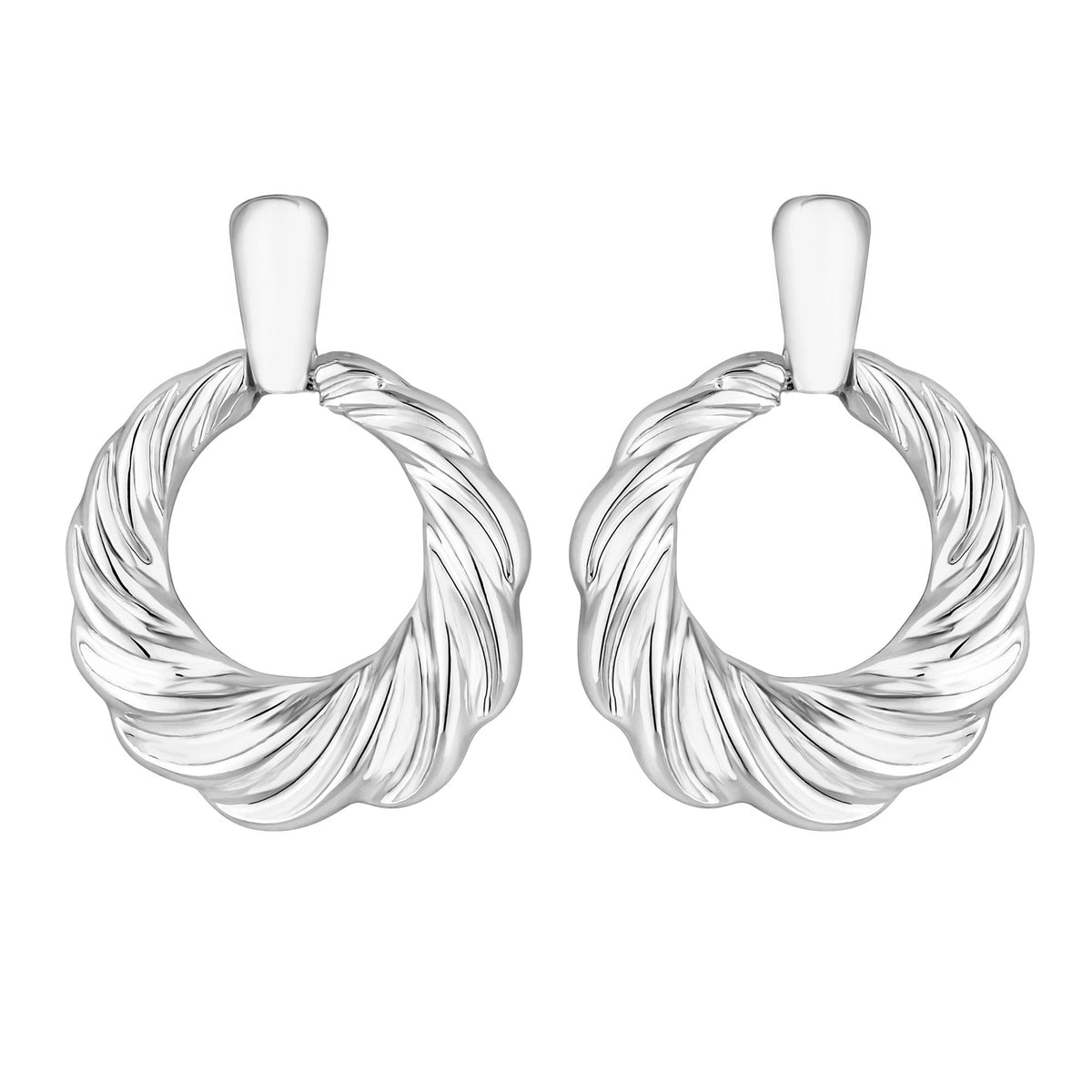 Jon Richard Silver Plated Textured Doorknocker Earrings