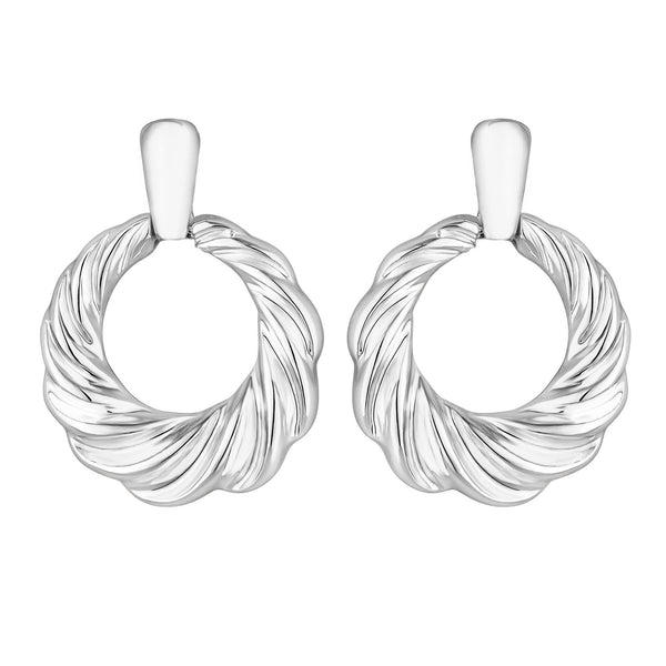 Jon Richard Silver Plated Textured Doorknocker Earrings