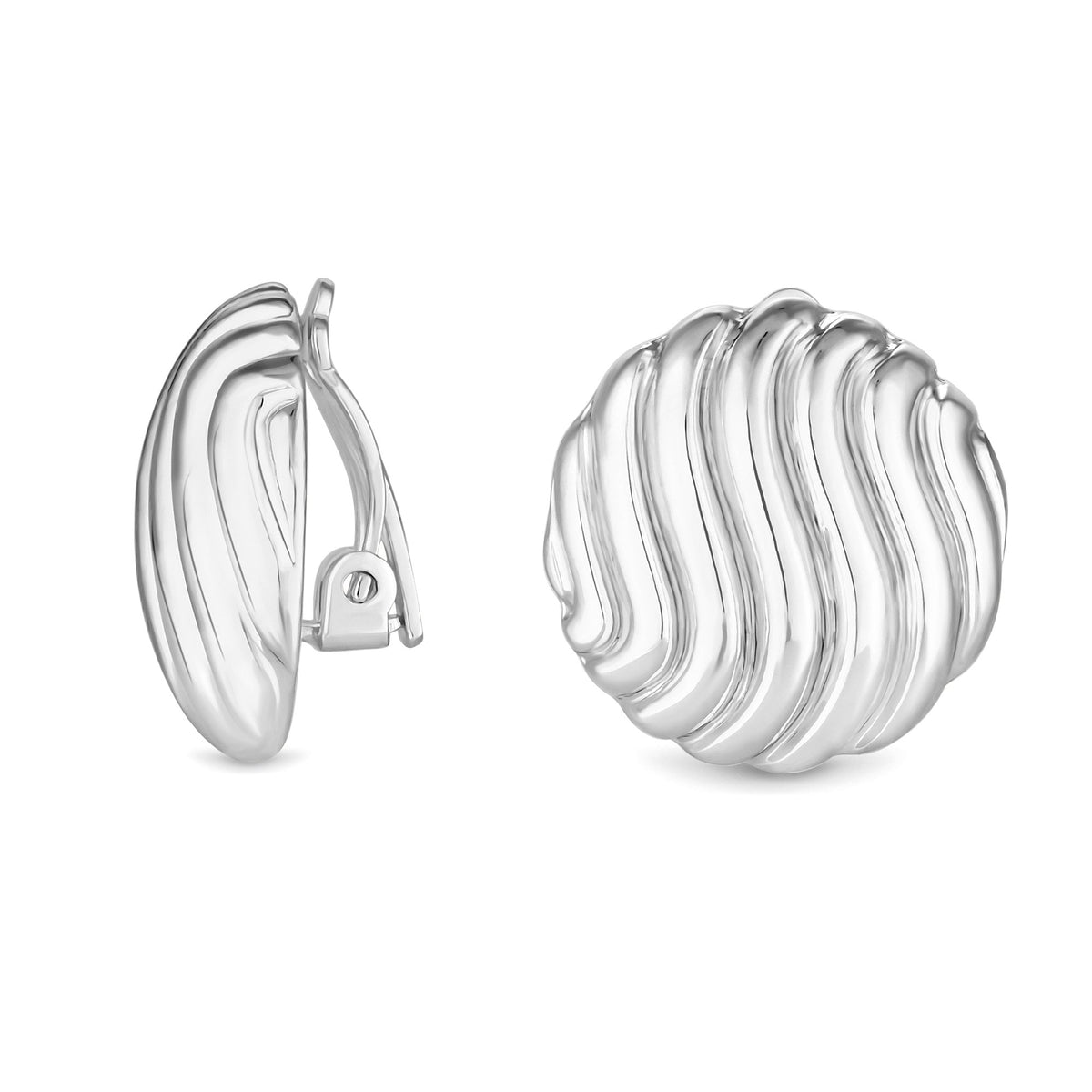 Jon Richard Silver Plated Textured Clip Stud Earrings
