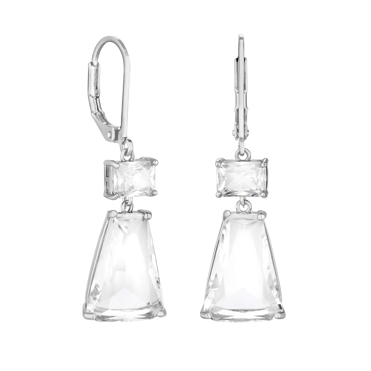 Jon Richard Rhodium Plated Cubic Zirconia Mixed Stone Drop Earrings