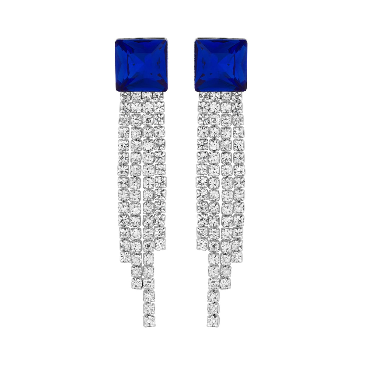 Jon Richard Silver Plated Blue Cubic Zirconia Drop Earrings