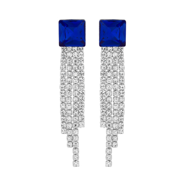 Jon Richard Silver Plated Blue Cubic Zirconia Drop Earrings