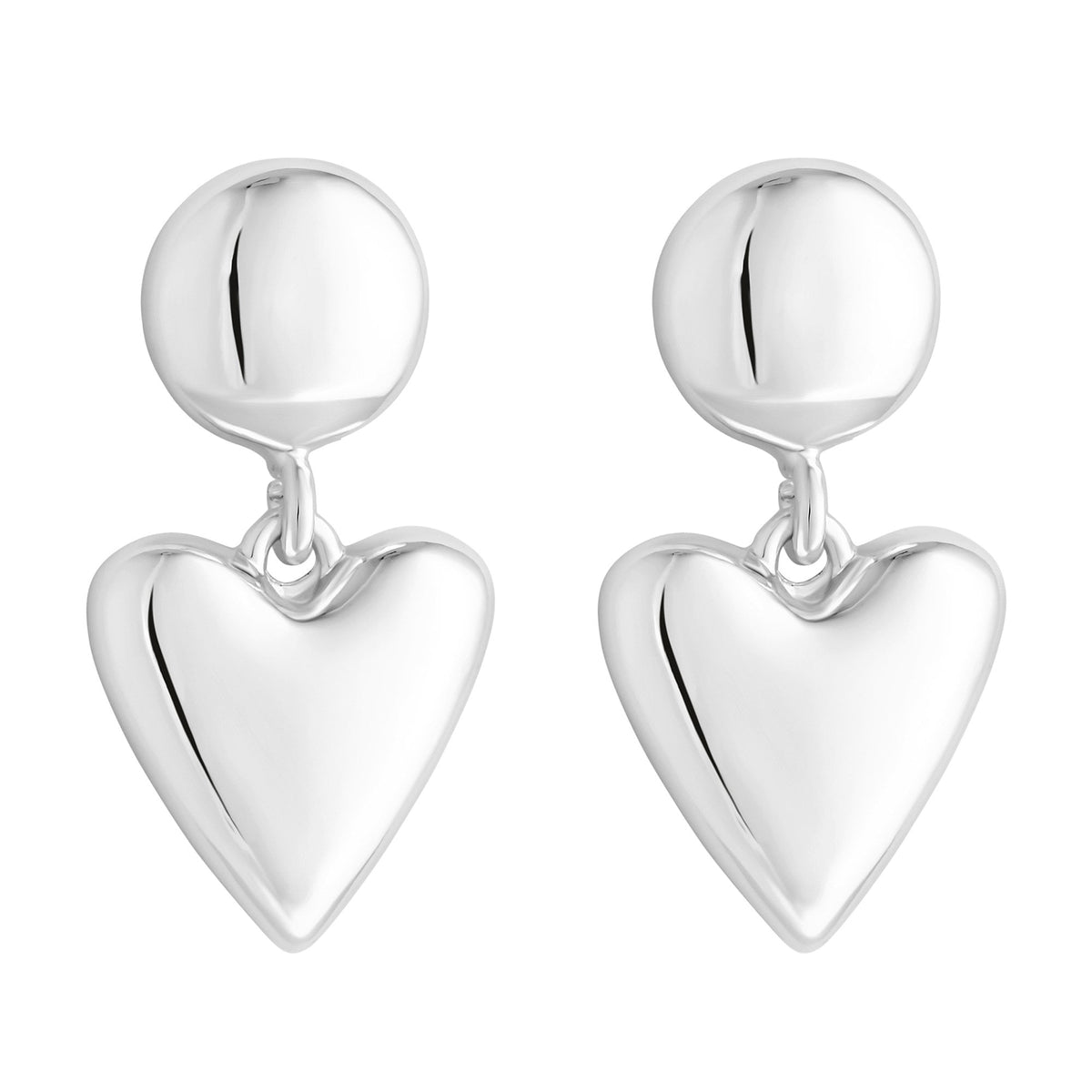 Jon Richard Silver Plated Polished Heart Drop Earrings