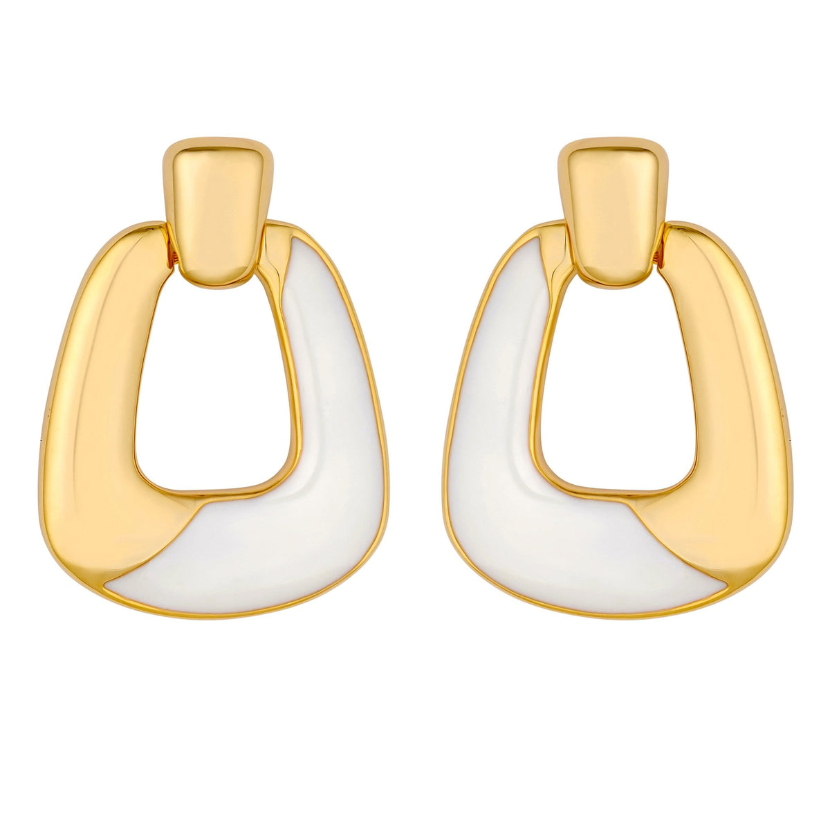 Jon Richard Gold Plated Polished And Enamel Doorknocker Earrings