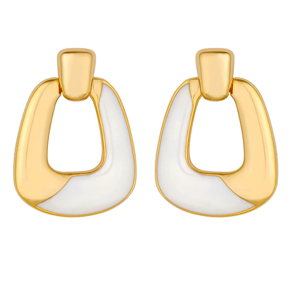 Jon Richard Gold Plated Polished And Enamel Doorknocker Earrings