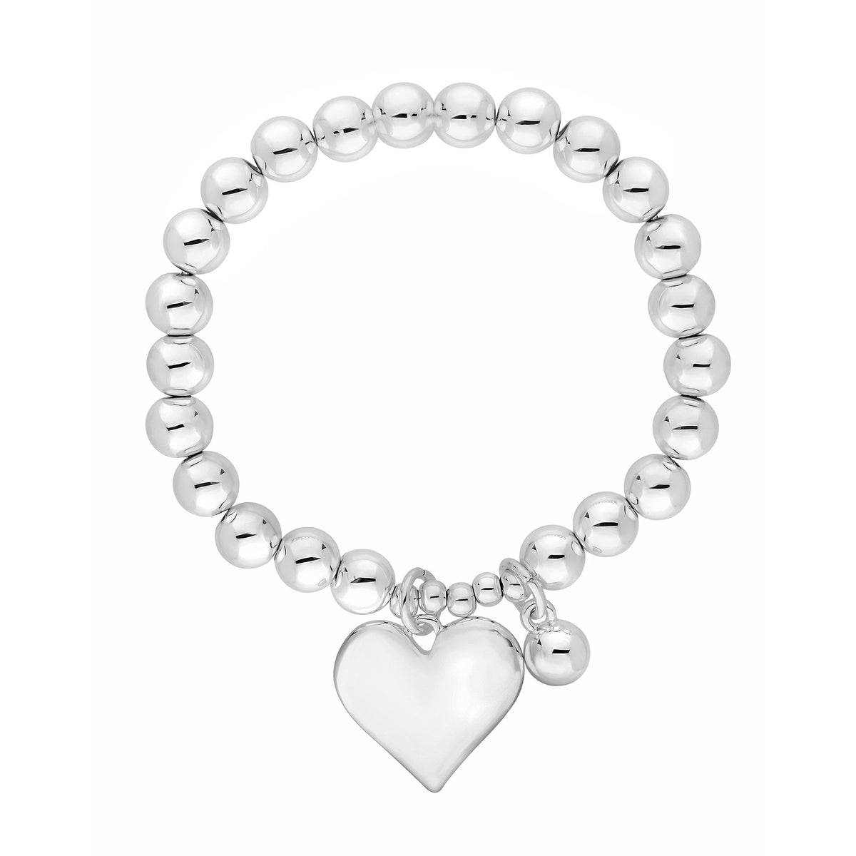 Jon Richard Silver Plated Polished Heart Stretch Ball Bracelet