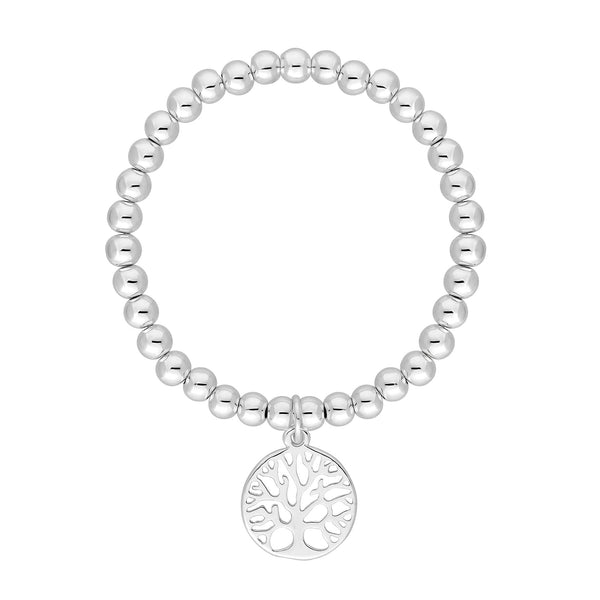Jon Richard Silver Plated Polished Tree Of Love Stretch Bracelet